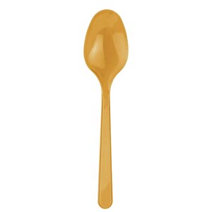 Plastik Lüx Altın Renk Kaşık - Parti Davet Piknik Çorba Yemek Kaşığı - 18 Cm. - 25'li Paket