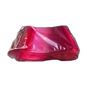 Plastik Şeffaf Pembe Sup Kaşık - Tatlı Dondurma Kaşığı - 12.5 Cm. - 50 Adetlik 10 Paket