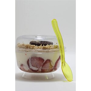 Plastik Şeffaf Sarı Sup Kaşık - Tatlı Dondurma Kaşığı - 12.5 Cm. - 50 Adetlik 10 Paket