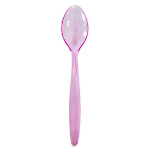 Plastik Şeffaf Pembe Sup Kaşık - Tatlı Dondurma Kaşığı - 12.5 Cm. - 50 Adetlik Paket