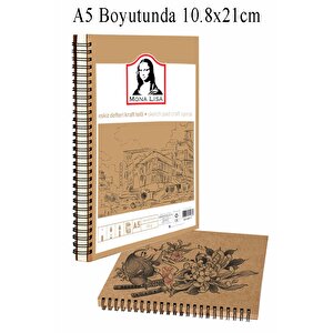 Telli Eskiz Defteri A5 Spiralli 50 Yaprak 1 Adet 120 Gr 148x210 Mm Karakalem Sketch Yandan Açılmalı Ezkiz Defteri Grafit