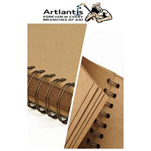 Telli A5 Kraft Eskiz Defteri Spiralli 50 Yaprak Karakalem Çizim Seti Sketch Pad Gölgelendirme Dereceli Kalem Yandan Açma