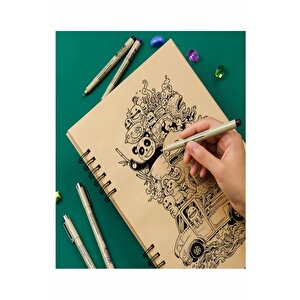 Telli A5 Kraft Eskiz Defteri Spiralli 50 Yaprak Karakalem Çizim Seti Fatih Dereceli Kalem Yandan Açmalı Sketch Pad Sigi