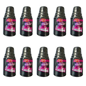 Roll-up Party Dreams Parti Davet Piknik Renkli Plastik Sert Mika Bardak - Siyah - 25'li 10 Paket