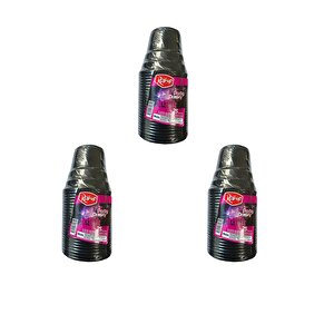 Roll-up Party Dreams Parti Davet Piknik Renkli Plastik Sert Mika Bardak - Siyah - 25'li 3 Paket