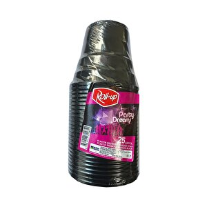 Roll-up Party Dreams Parti Davet Piknik Renkli Plastik Sert Mika Bardak - Siyah - 25'li 3 Paket