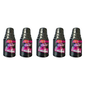 Roll-up Party Dreams Parti Davet Piknik Renkli Plastik Sert Mika Bardak - Siyah - 25'li 5 Paket