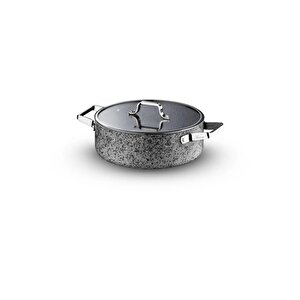 Bri̇oni̇ Stone-h Çi̇zi̇lmez Yanmaz Yapişmaz İndüksi̇yonlu 32 Cm Basik Tencere