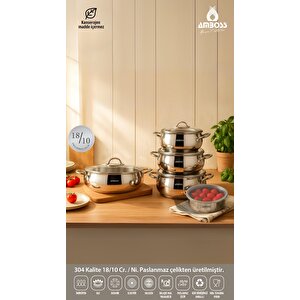 10 Parça Cook Steelbox Paslanmaz Çelik Tencere Ve Saklama Kabı