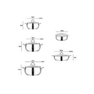 10 Parça Cook Steelbox Paslanmaz Çelik Tencere Ve Saklama Kabı