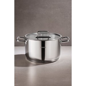 Nova Paslanmaz Çelik Cam Kapaklı Derin Tencere 18x9 Cm