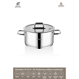 Nova Paslanmaz Çelik Cam Kapaklı Derin Tencere 18x9 Cm