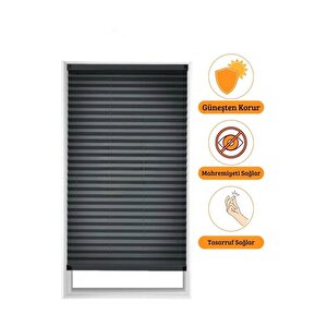 Antrasit Plise Perde Katlanır Cam Balkon Perdesi - Ofis Perdesi - Mutfak Perdesi - Salon Perdesi