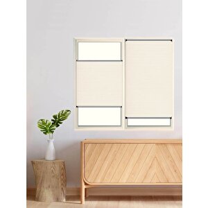 Krem Plise Perde Katlanır Cam Balkon Perdesi - Ofis Perdesi - Mutfak Perdesi - Salon Perdesi 85x145 cm