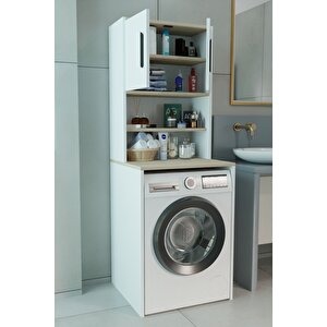 Çamaşır Makinesi Üstü Çok Amaçlı Banyo Dolabı Kapaklı Ve Raflı, Depolama Alanı, Modern Tasarım Dolap
