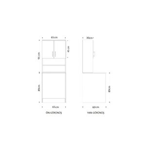 Çamaşır Makinesi Üstü Çok Amaçlı Banyo Dolabı Kapaklı Ve Raflı, Depolama Alanı, Modern Tasarım Dolap