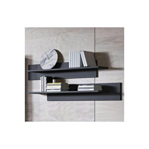 Duvar Rafı 2'li Set Dekoratif Modern Salon Mutfak Oturma Odası Yemek Odası Raf Mat Siyah Raf