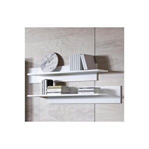 Duvar Rafı 2'li Set Dekoratif Modern Salon Mutfak Oturma Odası Yemek Odası Raf Mat Beyaz Raf