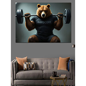 Ağırlık Kaldıran Ayı Dekoratif Kanvas - Mdf Ahşap Tablo 25x35 cm