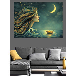 Ayışığında Dalgalar Dekoratif Kanvas - Mdf Ahşap Tablo