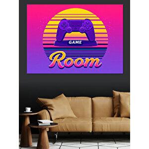 Retro Game Room Logosu Dekoratif Kanvas - Mdf Ahşap Tablo