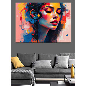Soyut Renkli Kadın Dekoratif Kanvas - Mdf Ahşap Tablo 100x140 cm
