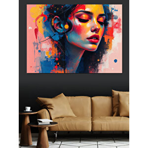 Soyut Renkli Kadın Dekoratif Kanvas - Mdf Ahşap Tablo 100x140 cm