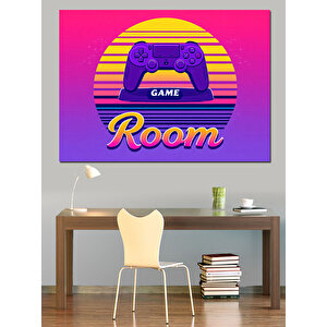 Retro Game Room Logosu Dekoratif Kanvas - Mdf Ahşap Tablo 35x50 cm