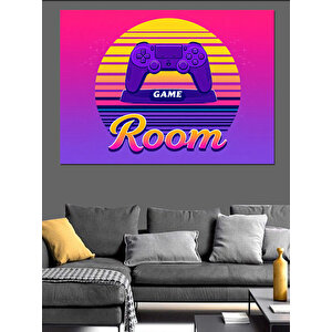 Retro Game Room Logosu Dekoratif Kanvas - Mdf Ahşap Tablo 35x50 cm