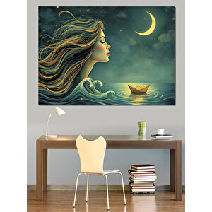 Ayışığında Dalgalar Dekoratif Kanvas - Mdf Ahşap Tablo