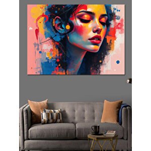 Soyut Renkli Kadın Dekoratif Kanvas - Mdf Ahşap Tablo