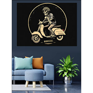 Retro Scooter Süren Adam Dekoratif Kanvas - Mdf Ahşap Tablo 100x140 cm