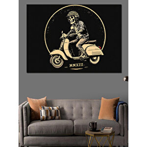 Retro Scooter Süren Adam Dekoratif Kanvas - Mdf Ahşap Tablo 50x70 cm
