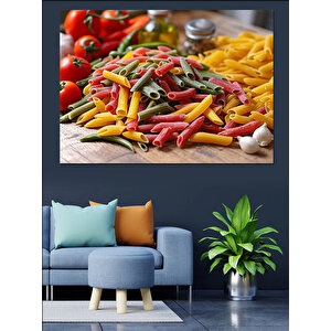 Lezzetli Renkli Makarna Dekoratif Kanvas - Mdf Ahşap Tablo 50x70 cm
