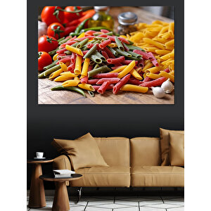 Lezzetli Renkli Makarna Dekoratif Kanvas - Mdf Ahşap Tablo