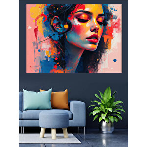 Soyut Renkli Kadın Dekoratif Kanvas - Mdf Ahşap Tablo
