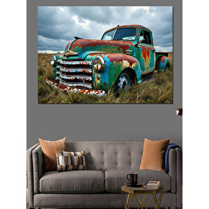 Terkedilmiş Paslı Kamyonet Dekoratif Kanvas - Mdf Ahşap Tablo 100x140 cm