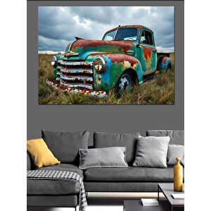 Terkedilmiş Paslı Kamyonet Dekoratif Kanvas - Mdf Ahşap Tablo