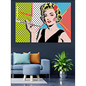 Pop Art Kadın Figürü Dekoratif Kanvas - Mdf Ahşap Tablo