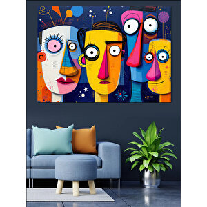 Soyut Renkli Suratlar Dekoratif Kanvas - Mdf Ahşap Tablo
