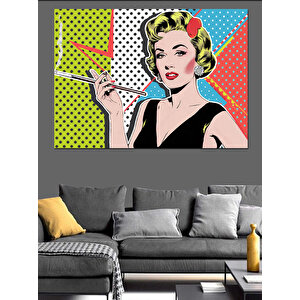 Pop Art Kadın Figürü Dekoratif Kanvas - Mdf Ahşap Tablo 100x140 cm