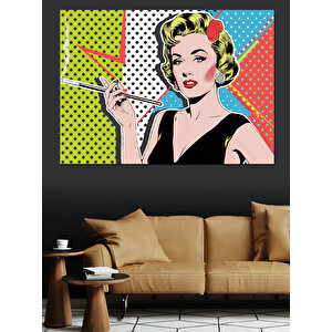 Pop Art Kadın Figürü Dekoratif Kanvas - Mdf Ahşap Tablo 100x140 cm