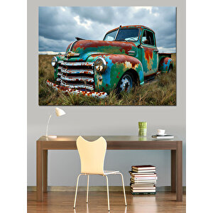 Terkedilmiş Paslı Kamyonet Dekoratif Kanvas - Mdf Ahşap Tablo
