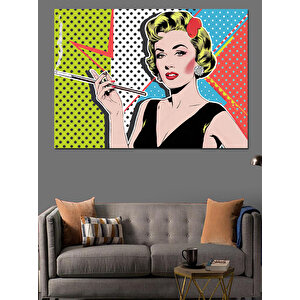 Pop Art Kadın Figürü Dekoratif Kanvas - Mdf Ahşap Tablo