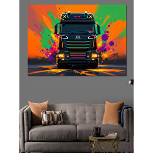 Neon Renkli Tır Dekoratif Kanvas - Mdf Ahşap Tablo