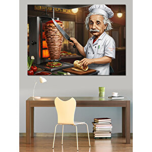 Döner Ustası Şef Mutfakta Dekoratif Kanvas - Mdf Ahşap Tablo 25x35 cm