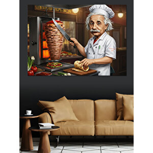 Döner Ustası Şef Mutfakta Dekoratif Kanvas - Mdf Ahşap Tablo