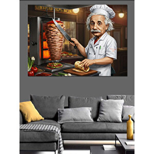 Döner Ustası Şef Mutfakta Dekoratif Kanvas - Mdf Ahşap Tablo 35x50 cm