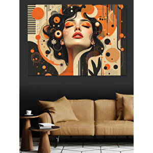 Retro Kadın Portresi Dekoratif Kanvas - Mdf Ahşap Tablo 100x140 cm