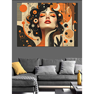Retro Kadın Portresi Dekoratif Kanvas - Mdf Ahşap Tablo